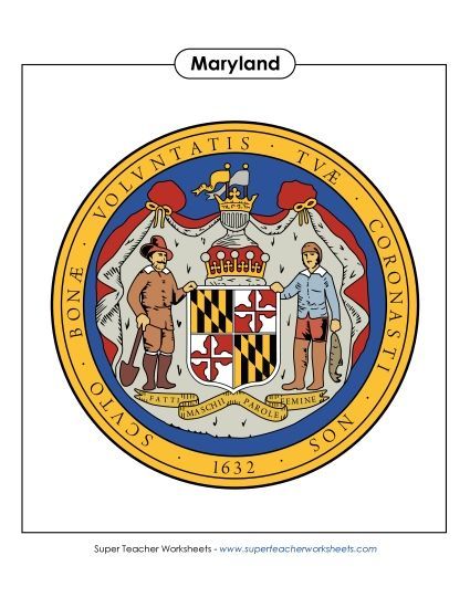 Flags & Seals - Maryland State Seal (Full-Color Version) (Printable PDF Worksheet)