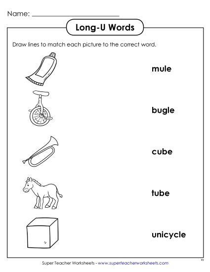Worksheets - Matching Worksheet  (Printable PDF Worksheet)
