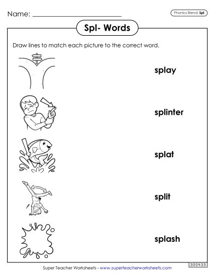 Worksheets - Matching Worksheet (Spl- Words) (Printable PDF Worksheet)
