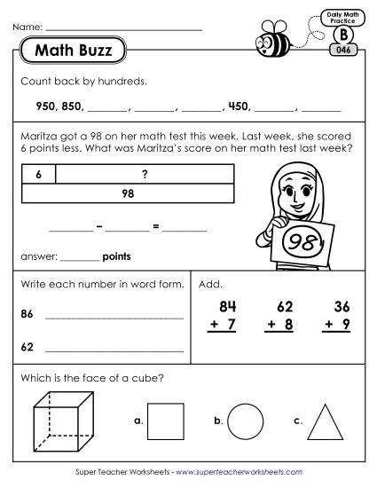 Math Buzz: Week 10 Worksheets 46 through 50 (Printable PDF Worksheet)