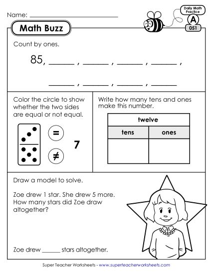 Math Buzz: Week 11 Worksheets 51 through 55 (Printable PDF Worksheet)