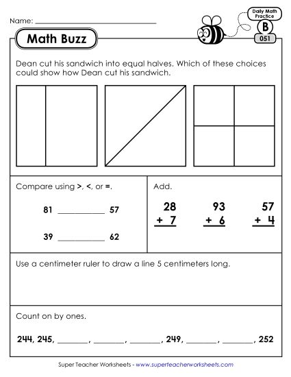 Math Buzz: Week 11 Worksheets 51 through 55 (Printable PDF Worksheet)
