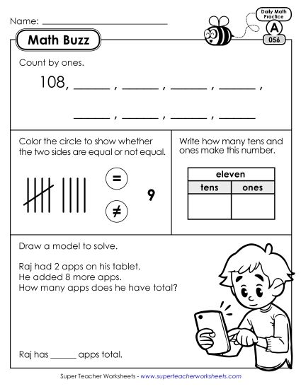 Math Buzz: Week 12 Worksheets 56 through 60 (Printable PDF Worksheet)