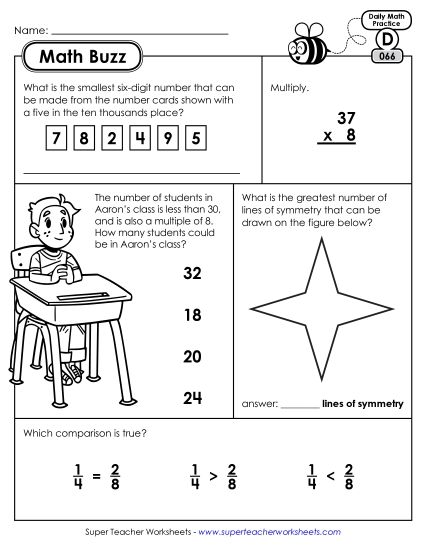 Math Buzz: Week 14 Worksheets 66 through 70 (Printable PDF Worksheet)