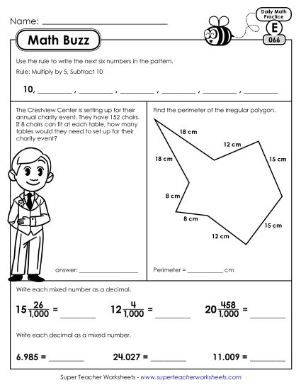 Math Buzz: Week 14 Worksheets 66 through 70 (Printable PDF Worksheet)