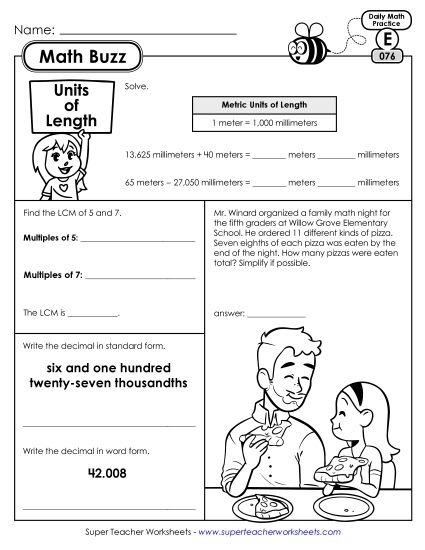 Math Buzz: Week 16 Worksheets 76 through 80 (Printable PDF Worksheet)