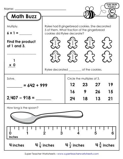 Math Buzz: Week 17 Worksheets 81 through 85 (Printable PDF Worksheet)