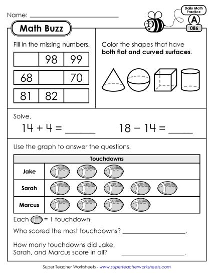 Math Buzz: Week 18 Worksheets 86 through 90 (Printable PDF Worksheet)