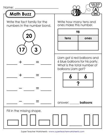 Math Buzz: Week 20 Worksheets 96 through 100 (Printable PDF Worksheet)