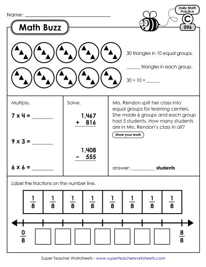 Math Buzz: Week 20 Worksheets 96 through 100 (Printable PDF Worksheet)