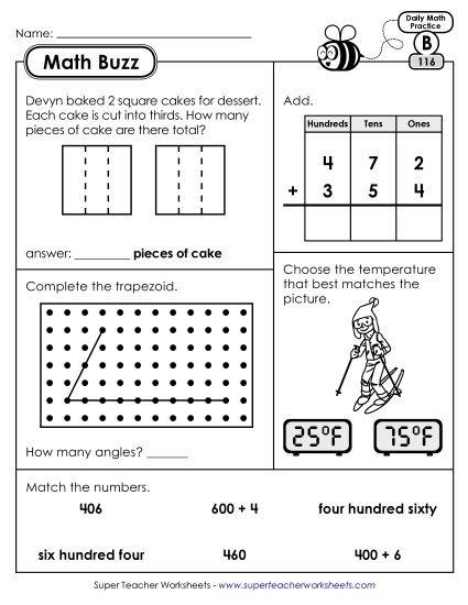 Math Buzz: Week 24 Worksheets 116 through 120 (Printable PDF Worksheet)