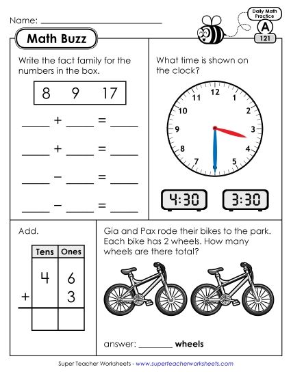 Math Buzz: Week 25 Worksheets 121 through 125 (Printable PDF Worksheet)