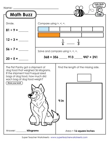 Math Buzz: Week 28 Worksheets 136 through 140 (Printable PDF Worksheet)