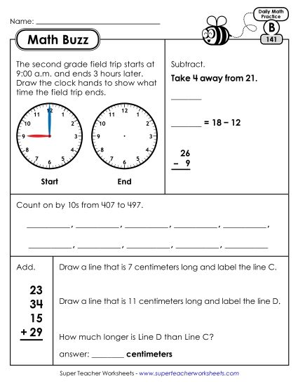 Math Buzz: Week 29 Worksheets 141 through 145 (Printable PDF Worksheet)
