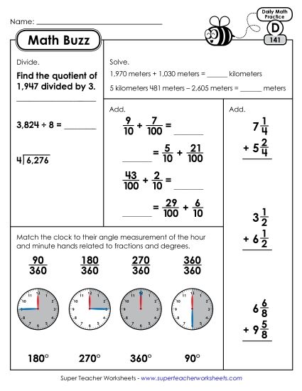 Math Buzz: Week 29 Worksheets 141 through 145 (Printable PDF Worksheet)