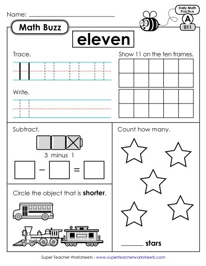 Math Buzz: Week 3 Worksheets 11 through 15 (Printable PDF Worksheet)