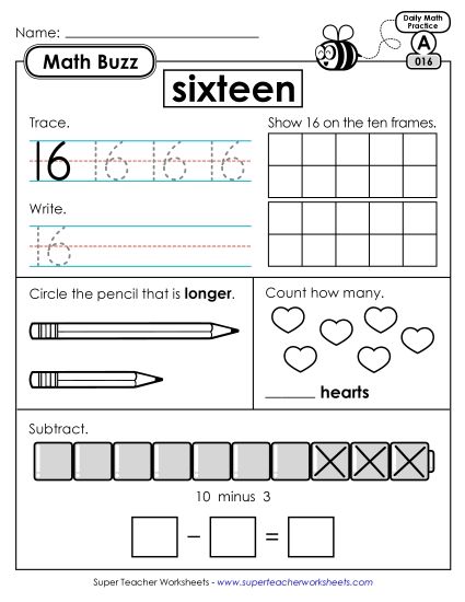 Math Buzz: Week 4 Worksheets 16 through 20 (Printable PDF Worksheet)