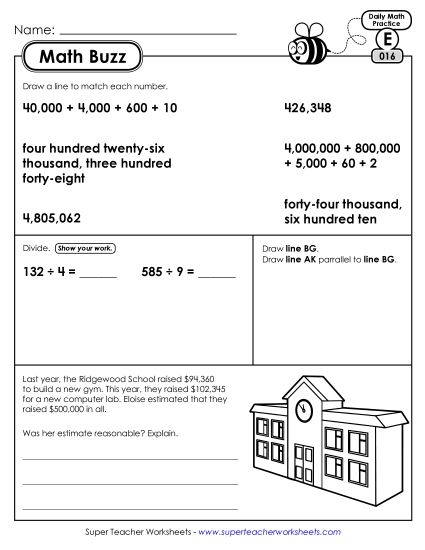 Math Buzz: Week 4 Worksheets 16 through 20 (Printable PDF Worksheet)