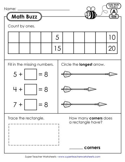 Math Buzz: Week 6 Worksheets 26 through 30  (Printable PDF Worksheet)