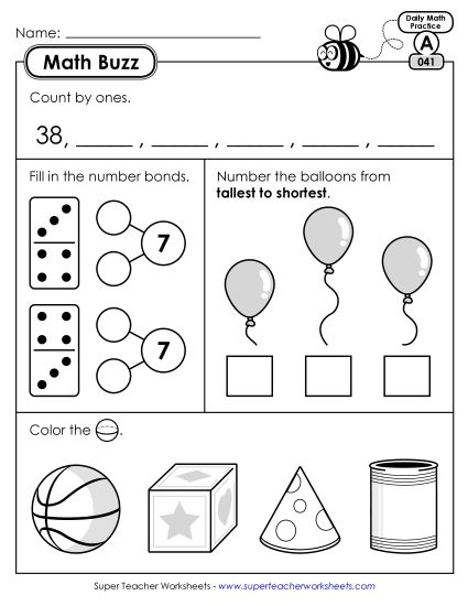 Math Buzz: Week 9 Worksheets 41 through 45 (Printable PDF Worksheet)