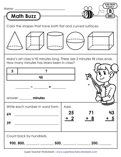 Math Buzz: Week 9 Worksheets 41 through 45 (Printable PDF Worksheet)