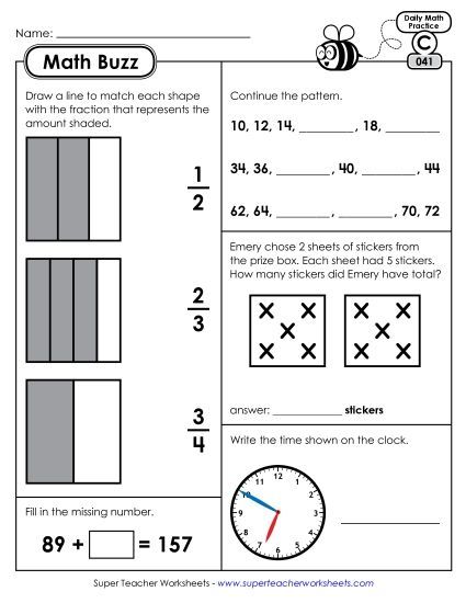 Math Buzz: Week 9 Worksheets 41 through 45 (Printable PDF Worksheet)