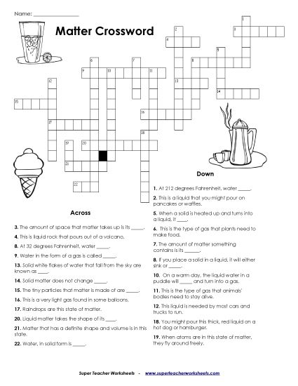 Matter Crossword (Printable PDF Worksheet)