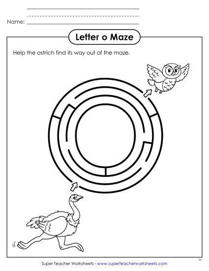 Alphabet Mazes (Easy) - Maze Activity - Lowercase Letter o (Printable PDF Worksheet)