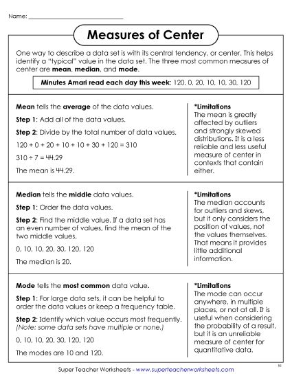 Basic Level - Mean, Median, and Mode Anchor Chart (Printable PDF Worksheet)