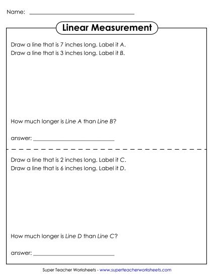Nearest Inch - Measure, Draw, Subtract (Printable PDF Worksheet)