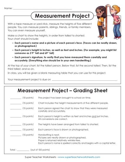 Conversions & Unit Comparisons - Measurement Project (Printable PDF Worksheet)