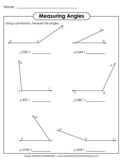 Measuring Angles Worksheets - Measuring Angles 2 (Printable PDF Worksheet)