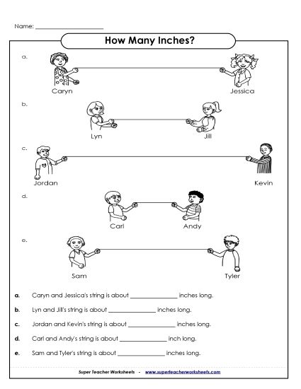 Nearest Inch - Measuring String - Nearest Inch (Printable PDF Worksheet)