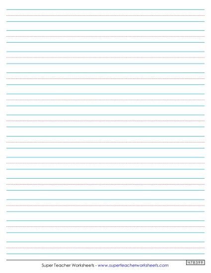 Primary Writing Paper - Medium Dotted Lines (No Line for Name) (Printable PDF Worksheet)