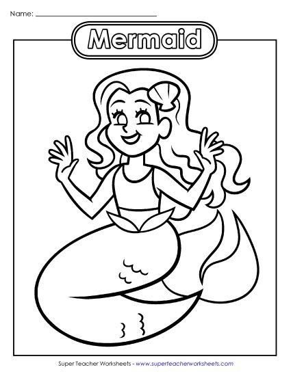 Basic Pictures (For Younger Students) - Mermaid (Printable PDF Worksheet)