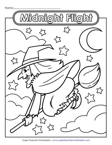 Advanced Pictures (For Older Children) - Midnight Flight: Witch (Printable PDF Worksheet)