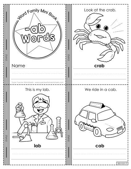 Worksheets - Mini-Book (-ab) (Printable PDF Worksheet)