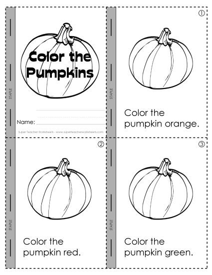 Easy-to-Read Mini-Books - Mini-Book Activity: Color the Pumpkins (Printable PDF Worksheet)