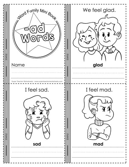 Word Family Mini-Books - Mini-Book: -ad Words (Printable PDF Worksheet)