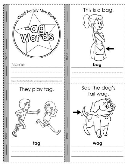 Word Family Mini-Books - Mini-Book: -ag Words (Printable PDF Worksheet)