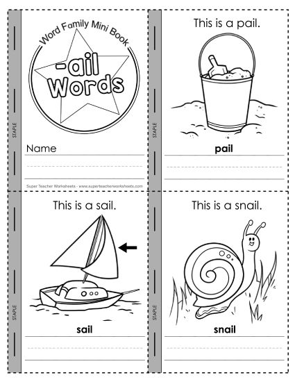 Word Family Mini-Books - Mini-Book: -ail Words (Printable PDF Worksheet)
