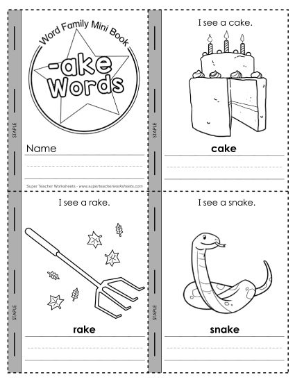 Word Family Mini-Books - Mini-Book: -ake Words (Printable PDF Worksheet)