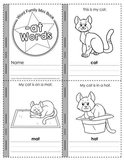 Word Family Mini-Books - Mini-Book: -at Words (Printable PDF Worksheet)