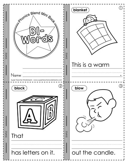 Consonant Blends - Mini-Book: Bl- Words (Printable PDF Worksheet)