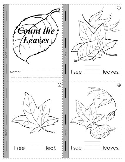 Mini-Books (Very Basic) - Mini-Book: Count the Leaves (Printable PDF Worksheet)