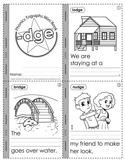 Cut-and-Glue Activities - Mini-Book (-dge Words) (Printable PDF Worksheet)
