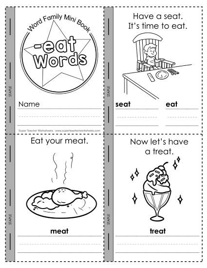 Worksheets - Mini-Book (-eat) (Printable PDF Worksheet)