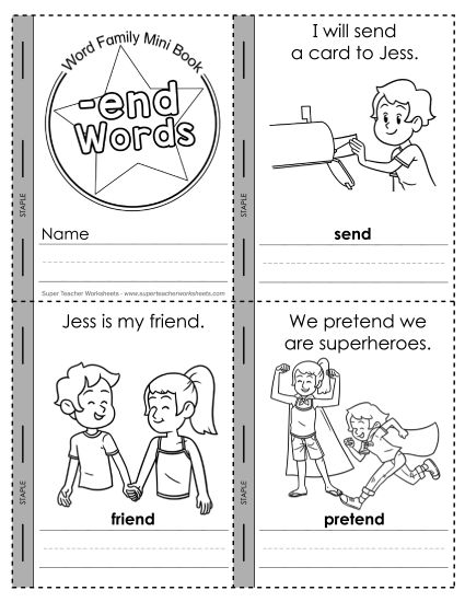 Word Family Mini-Books - Mini-book: -end Words (Printable PDF Worksheet)
