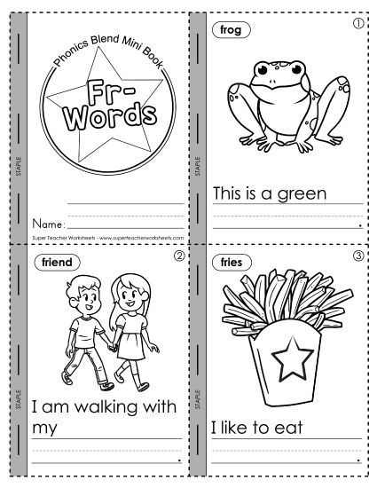 Cut and Glue Activities - Mini-Book: Fr- Words (Printable PDF Worksheet)