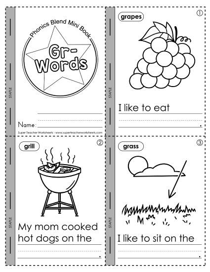 Cut and Glue Activities - Mini-Book: Gr- Words (Printable PDF Worksheet)